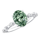 2 Carat Oval Lab Grown Green Diamond Solitaire Engagement Ring with IGI Certificate Vivid Green - VS1 - Rosec Jewels