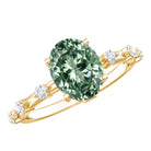 2 Carat Oval Lab Grown Green Diamond Solitaire Engagement Ring with IGI Certificate Vivid Green - VS1 - Rosec Jewels