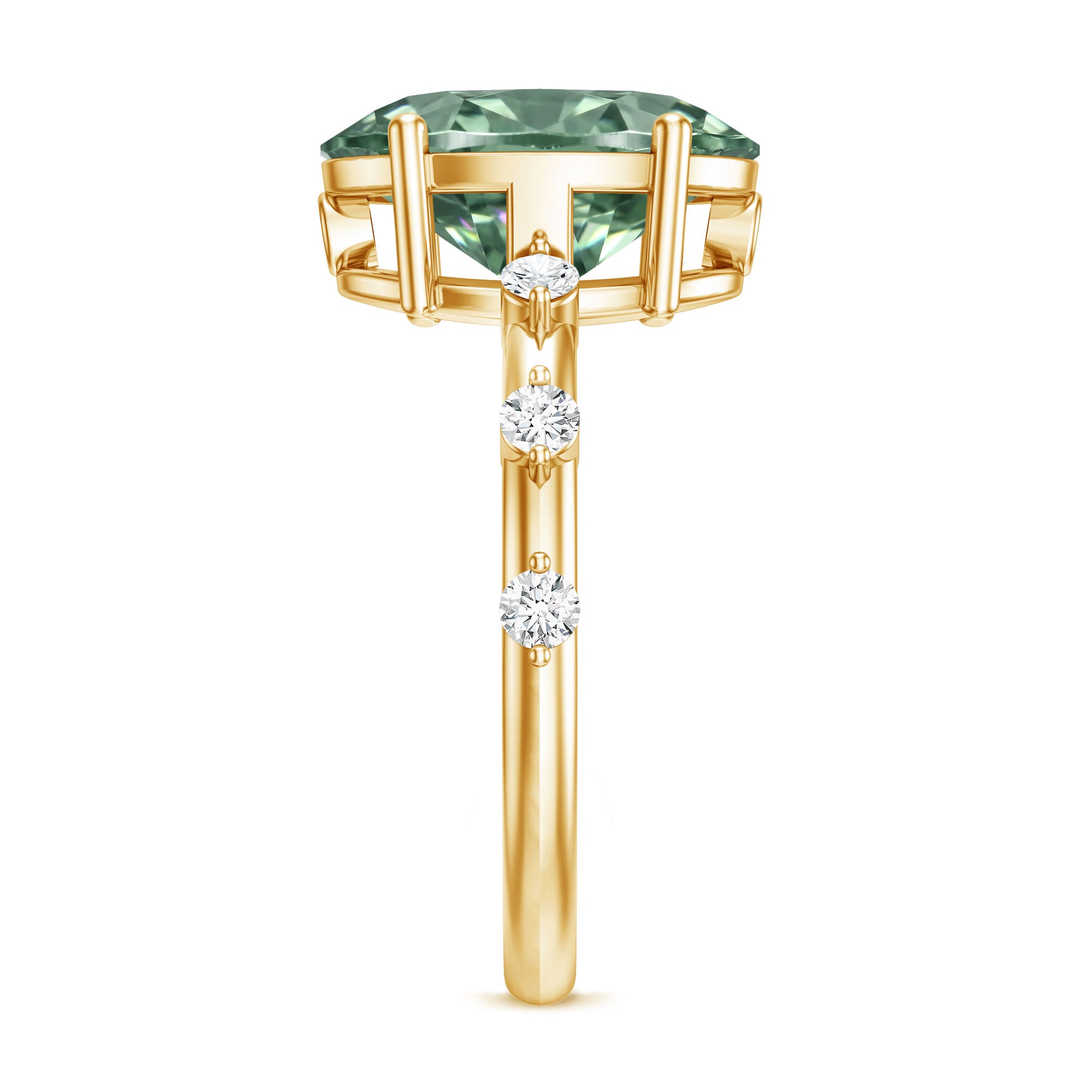 Rosec Jewels-Lab Grown Green Diamond 3 Carat Oval Engagement Ring IGI Certified