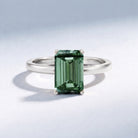 IGI Certified Solitaire Lab Grown Green Diamond Emerald Cut Engagement Ring 2 Carat Vivid Green - VS1 - Rosec Jewels