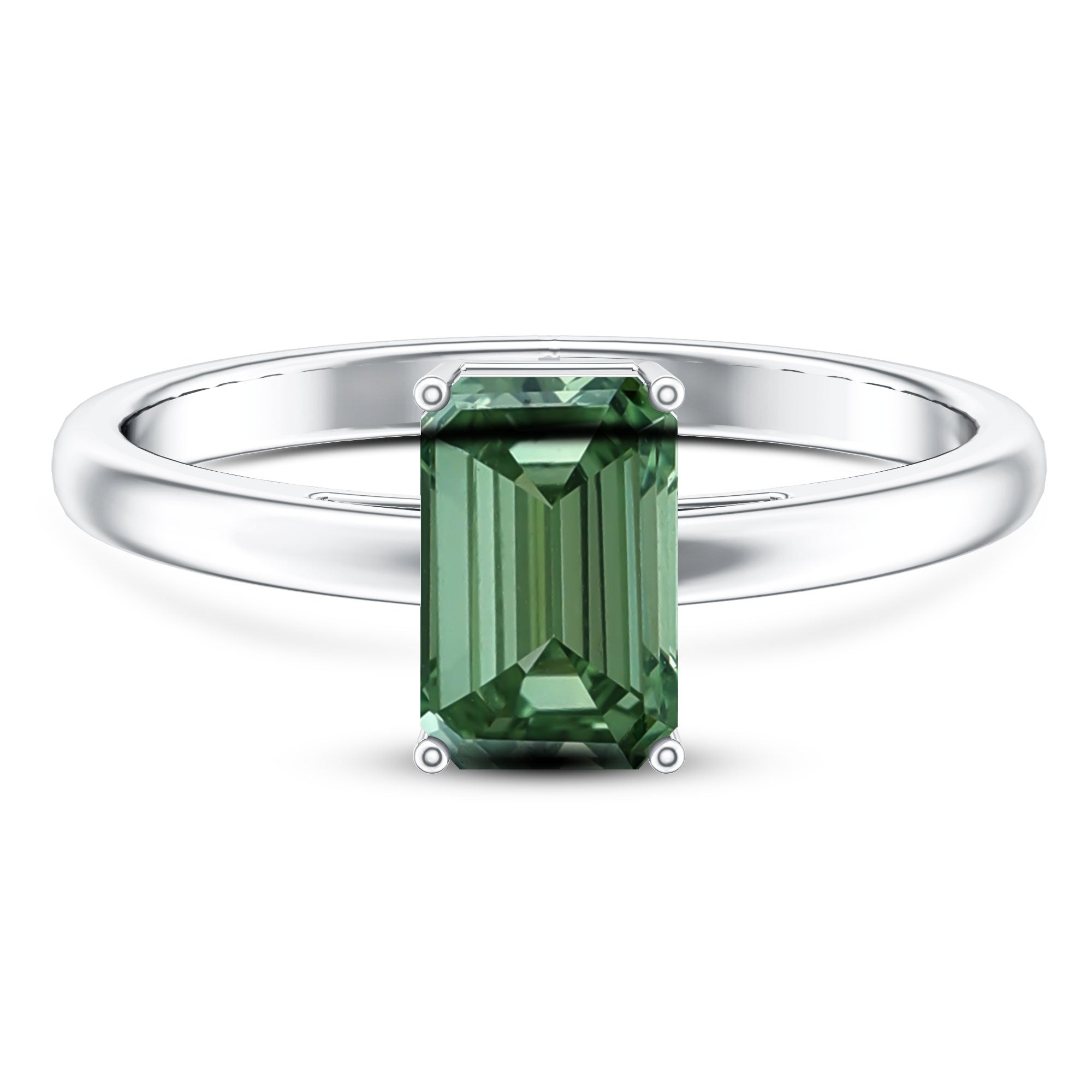 IGI Certified Solitaire Lab Grown Green Diamond Emerald Cut Engagement Ring 2 Carat Vivid Green - VS1 - Rosec Jewels