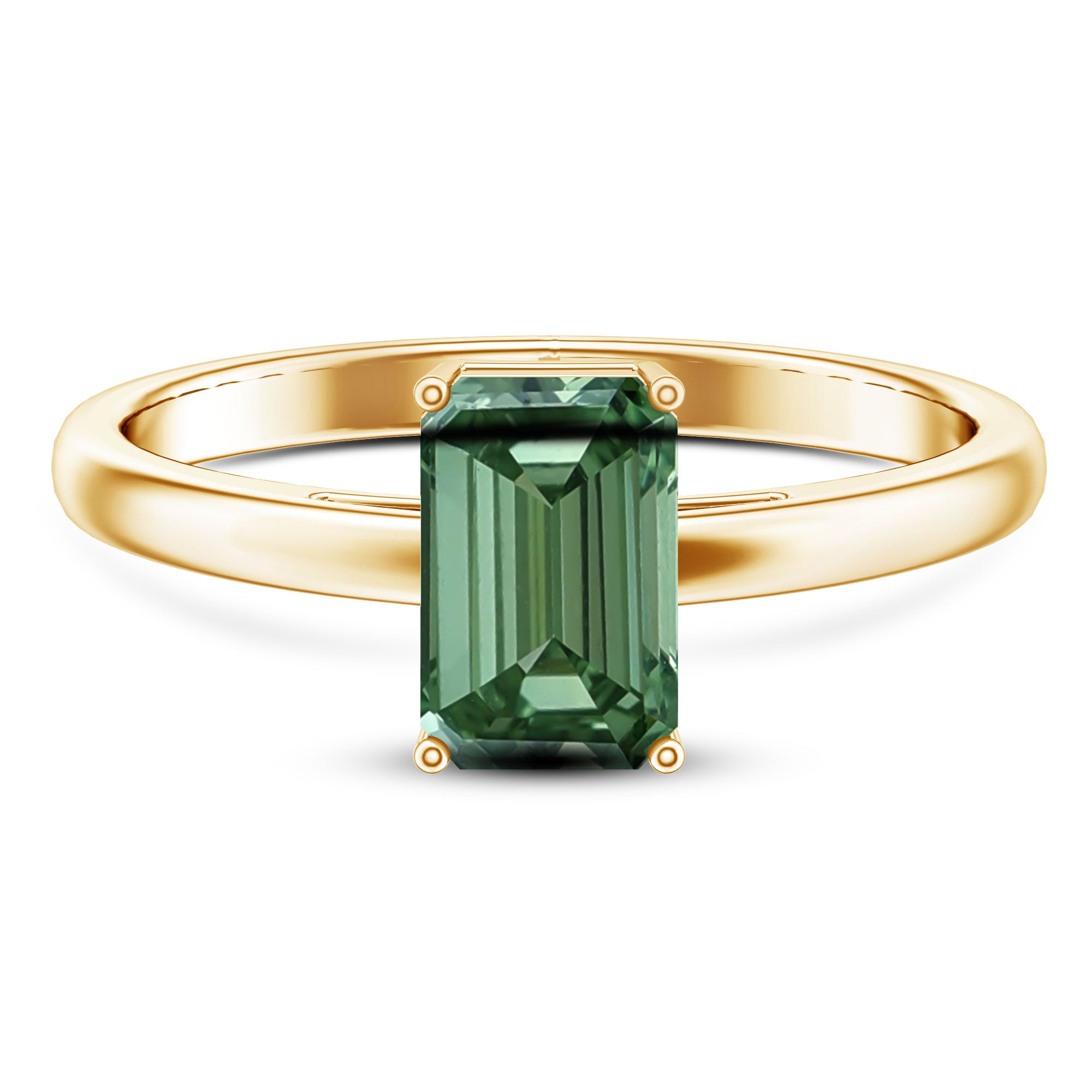 IGI Certified Solitaire Lab Grown Green Diamond Emerald Cut Engagement Ring 2 Carat Vivid Green - VS1 - Rosec Jewels