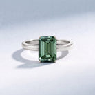 Solitaire Lab Grown Green Diamond 3 Carat Emerald Cut Engagement Ring IGI Certified Vivid Green - VS1 - Rosec Jewels
