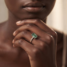 Solitaire Lab Grown Green Diamond 3 Carat Emerald Cut Engagement Ring IGI Certified Vivid Green - VS1 - Rosec Jewels