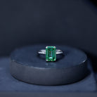 Solitaire Lab Grown Green Diamond 3 Carat Emerald Cut Engagement Ring IGI Certified Vivid Green - VS1 - Rosec Jewels
