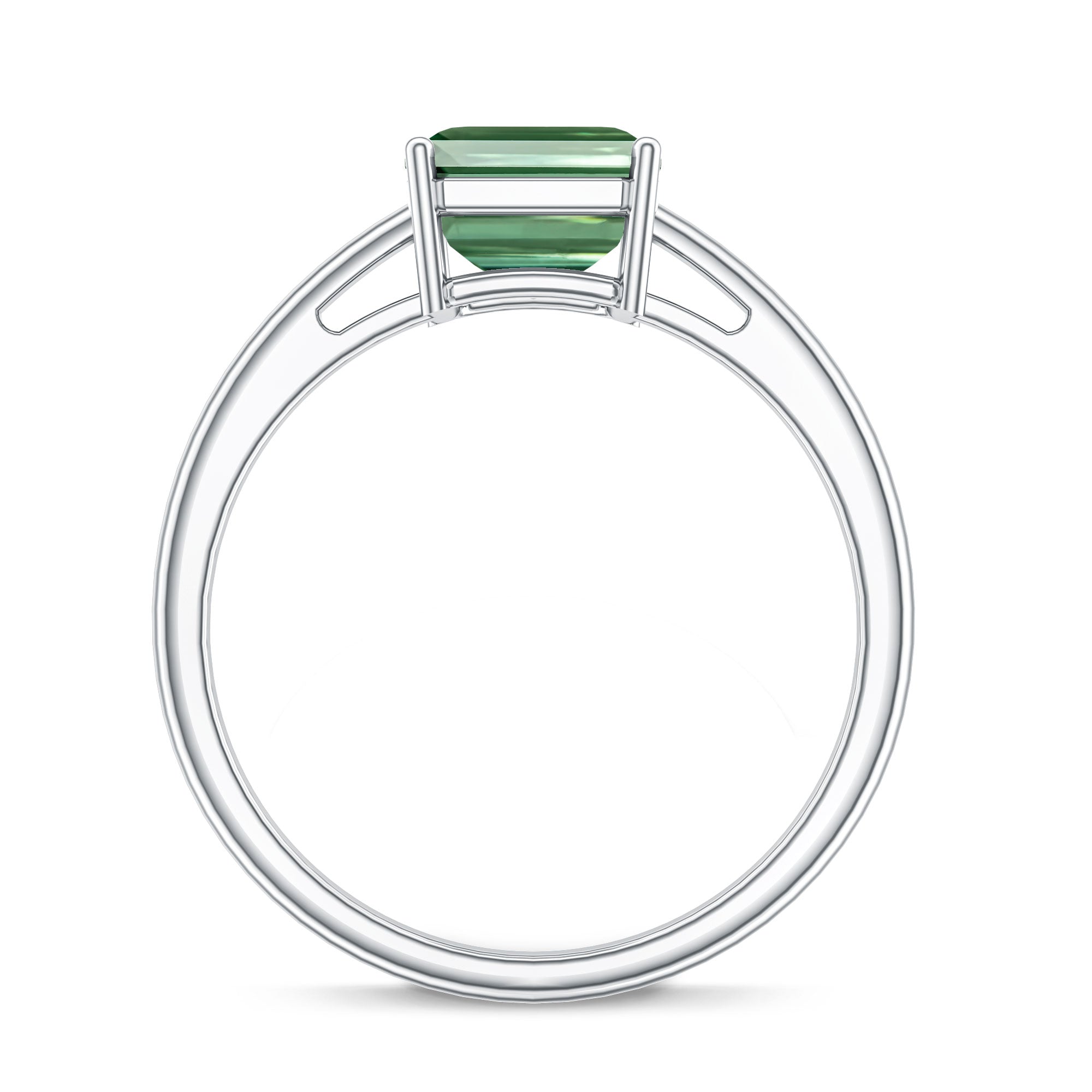 Solitaire Lab Grown Green Diamond 3 Carat Emerald Cut Engagement Ring IGI Certified Vivid Green - VS1 - Rosec Jewels