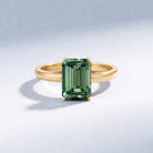 Solitaire Lab Grown Green Diamond 3 Carat Emerald Cut Engagement Ring IGI Certified Vivid Green - VS1 - Rosec Jewels