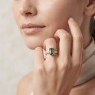 Solitaire Lab Grown Green Diamond 3 Carat Emerald Cut Engagement Ring IGI Certified Vivid Green - VS1 - Rosec Jewels
