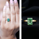 Solitaire Lab Grown Green Diamond 3 Carat Emerald Cut Engagement Ring IGI Certified Vivid Green - VS1 - Rosec Jewels