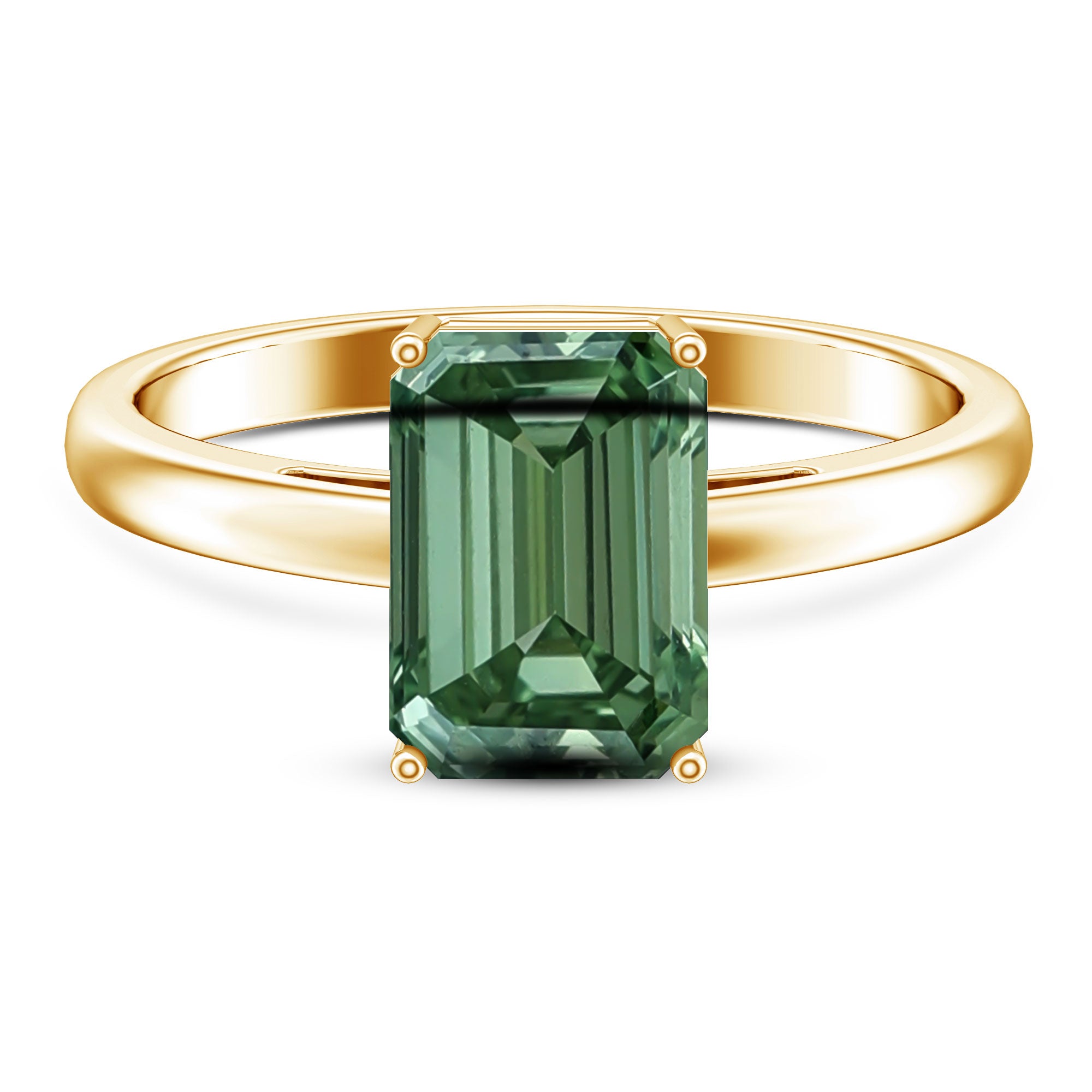 Solitaire Lab Grown Green Diamond 3 Carat Emerald Cut Engagement Ring IGI Certified Vivid Green - VS1 - Rosec Jewels