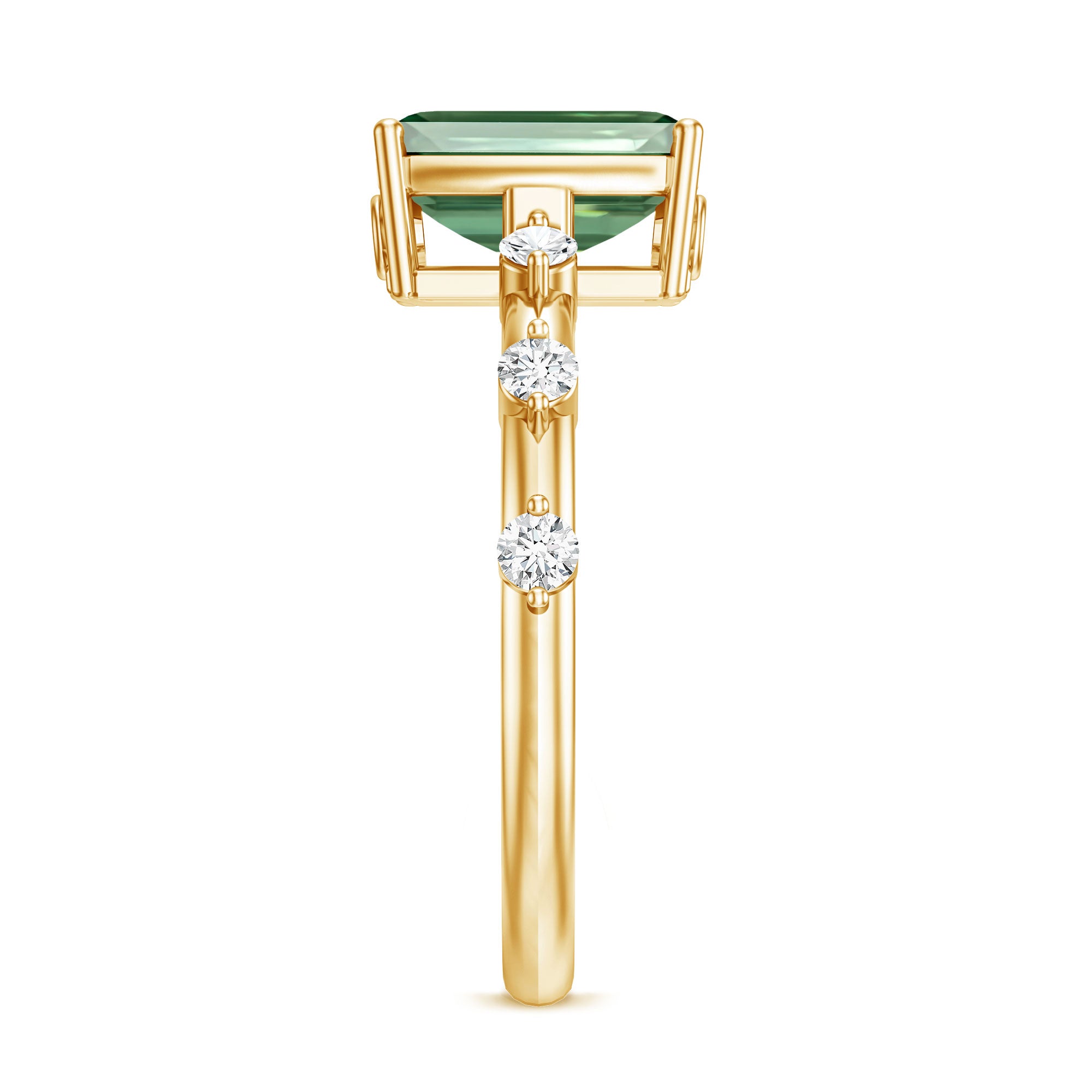 Rosec Jewels-IGI Certified Lab Grown Green Diamond Emerald Cut Engagement Ring 2 Carat