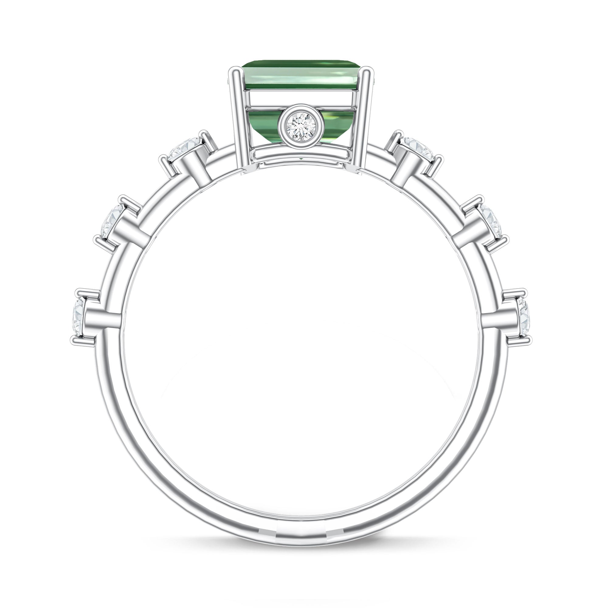 Rosec Jewels-3 Carat Emerald Cut Lab Grown Green Diamond Engagement Ring IGI Certified