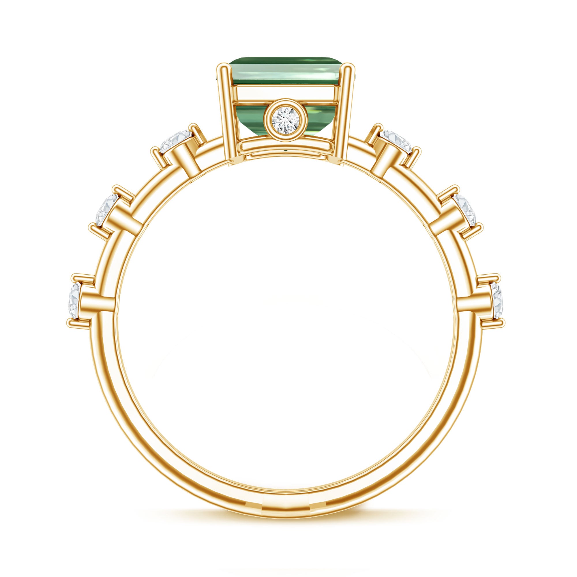 Rosec Jewels-3 Carat Emerald Cut Lab Grown Green Diamond Engagement Ring IGI Certified