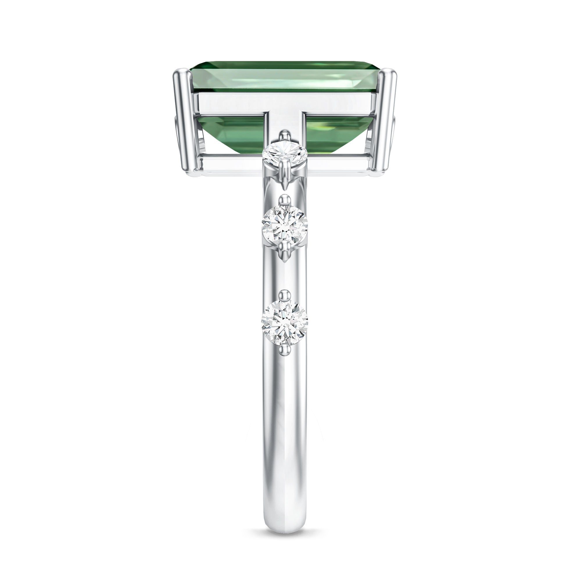 Rosec Jewels-4 Carat Emerald Cut Green Lab Grown Diamond Solitaire Engagement Ring with IGI Certificate