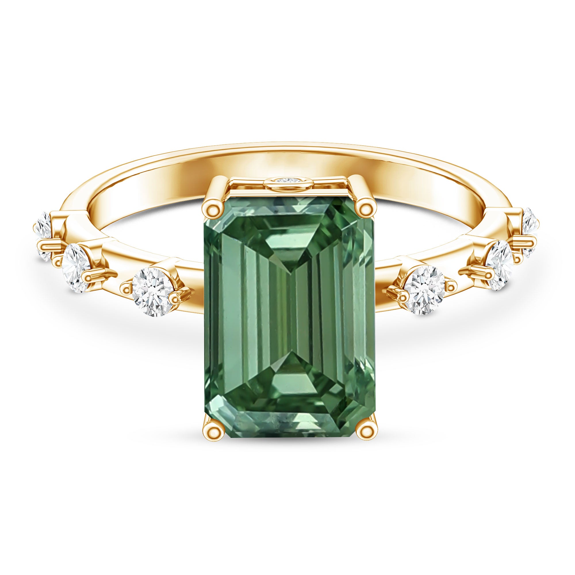 Rosec Jewels-4 Carat Emerald Cut Green Lab Grown Diamond Solitaire Engagement Ring with IGI Certificate