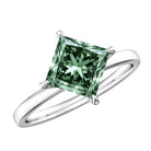 Princess Cut Solitaire Engagement Ring with IGI Certified 2 Carat Lab Created Green Diamond Vivid Green - VS1 - Rosec Jewels