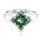 IGI Certified Princess Cut Lab Grown Green Diamond Big Engagement Ring 4 Carat Vivid Green - VS1 - Rosec Jewels