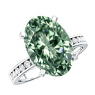 Elongated Oval Lab Grown Green Diamond 4 Carat Engagement Ring IGI Certified Vivid Green - VS1 - Rosec Jewels