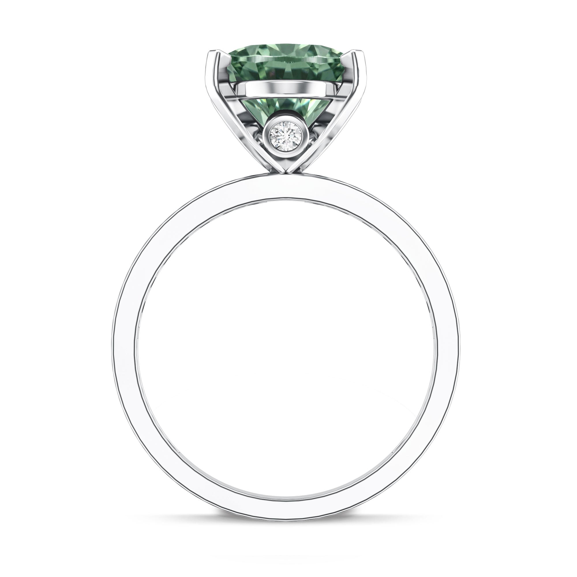 Elongated Oval Lab Grown Green Diamond 4 Carat Engagement Ring IGI Certified Vivid Green - VS1 - Rosec Jewels