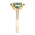 Elongated Oval Lab Grown Green Diamond 4 Carat Engagement Ring IGI Certified Vivid Green - VS1 - Rosec Jewels