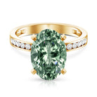 Elongated Oval Lab Grown Green Diamond 4 Carat Engagement Ring IGI Certified Vivid Green - VS1 - Rosec Jewels