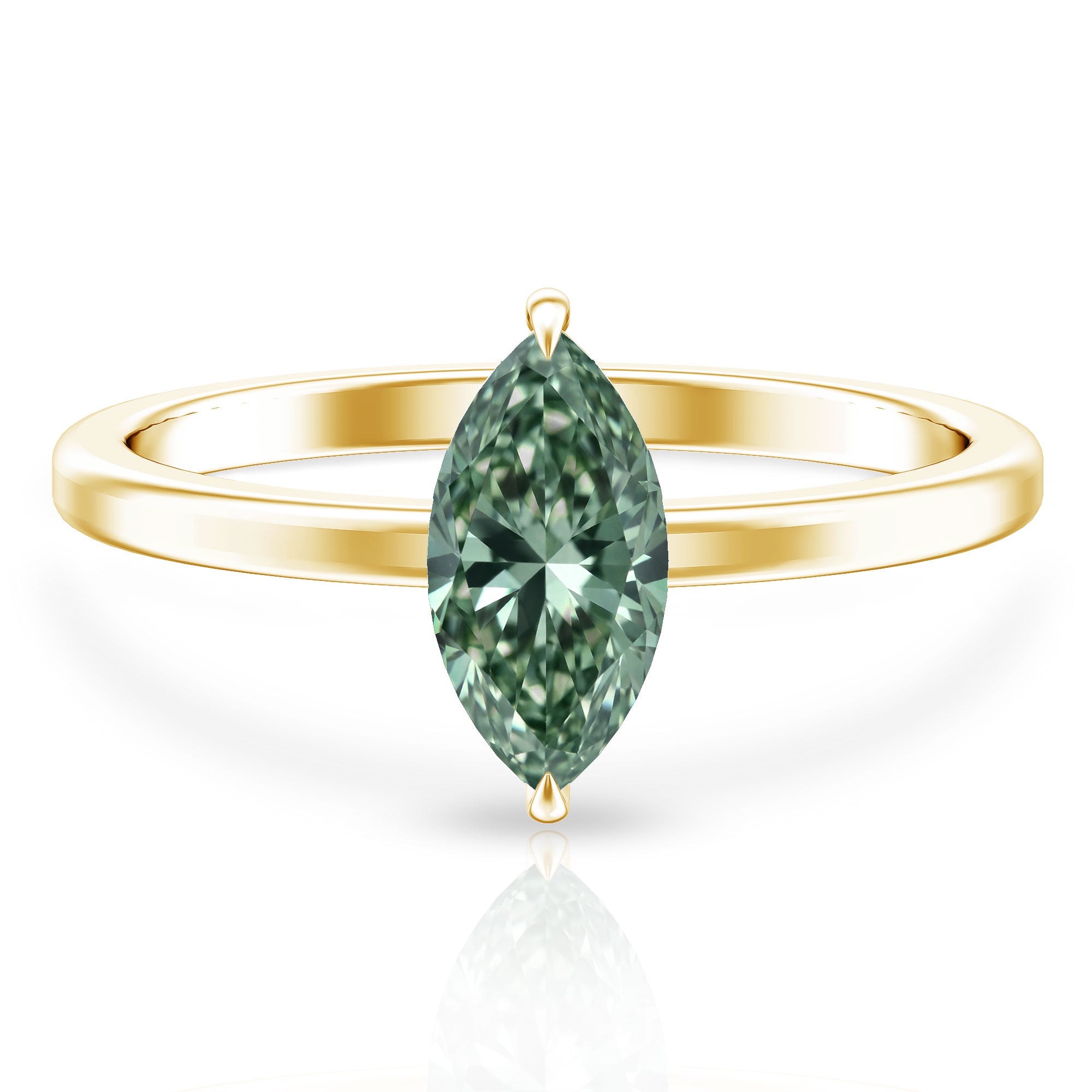 Rosec Jewels-Lab Created 1 Carat Green Diamond Marquise Cut Solitaire Engagement Ring IGI Certified