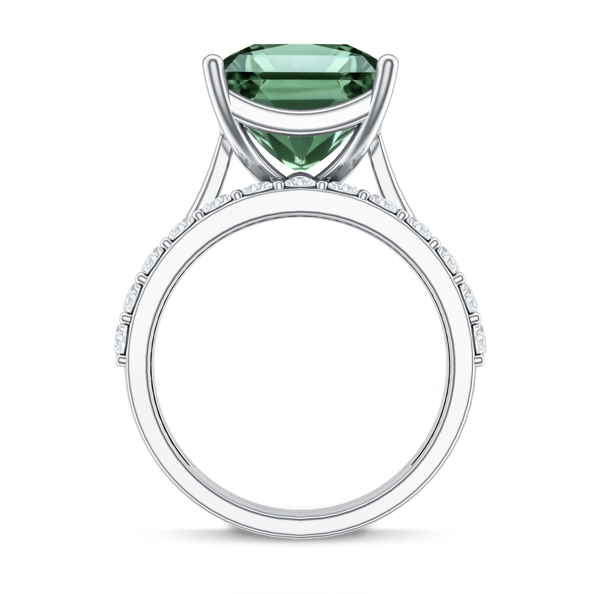Rosec Jewels-IGI Certified 4 Carat Lab Grown Green Diamond Princess Cut Wedding Bridal Ring Set of 2