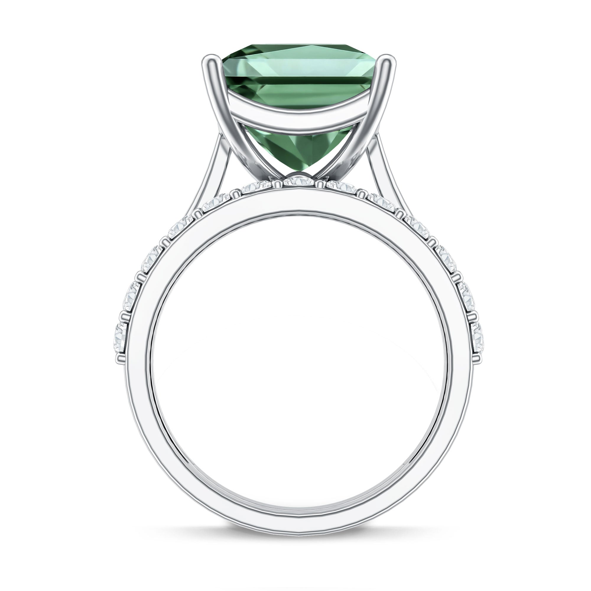 Rosec Jewels-IGI Certified 5 Carat Princess Cut Lab Grown Green Diamond Engagement Ring with Enhancer