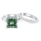 Rosec Jewels-IGI Certified 5 Carat Princess Cut Lab Grown Green Diamond Engagement Ring with Enhancer
