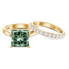 Rosec Jewels-IGI Certified 5 Carat Princess Cut Lab Grown Green Diamond Engagement Ring with Enhancer