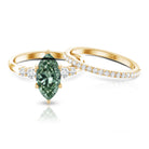 Rosec Jewels-IGI Certified 2 Carat Marquise Cut Lab Grown Green and White Diamond Bridal Ring Set