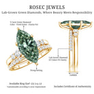 Rosec Jewels-3 Carat Lab Grown Green Diamond Marquise Wedding Ring Set with IGI Certificate