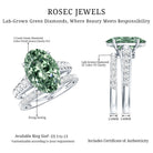 IGI Certified 5 Carat Lab Grown Diamond Oval Engagement Ring with Wedding Band Vivid Green - VS1 - Rosec Jewels