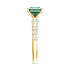 2 Carat Princess Cut Lab Grown Green Diamond Side Stone Engagement Ring with IGI Certificate Vivid Green - VS1 - Rosec Jewels