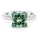 Rosec Jewels-5 Carat Princess Cut Lab Grown Green Diamond Big Engagement Ring with IGI Certificate