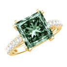 Rosec Jewels-5 Carat Princess Cut Lab Grown Green Diamond Big Engagement Ring with IGI Certificate