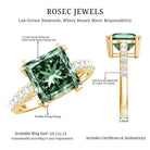 Rosec Jewels-5 Carat Princess Cut Lab Grown Green Diamond Big Engagement Ring with IGI Certificate