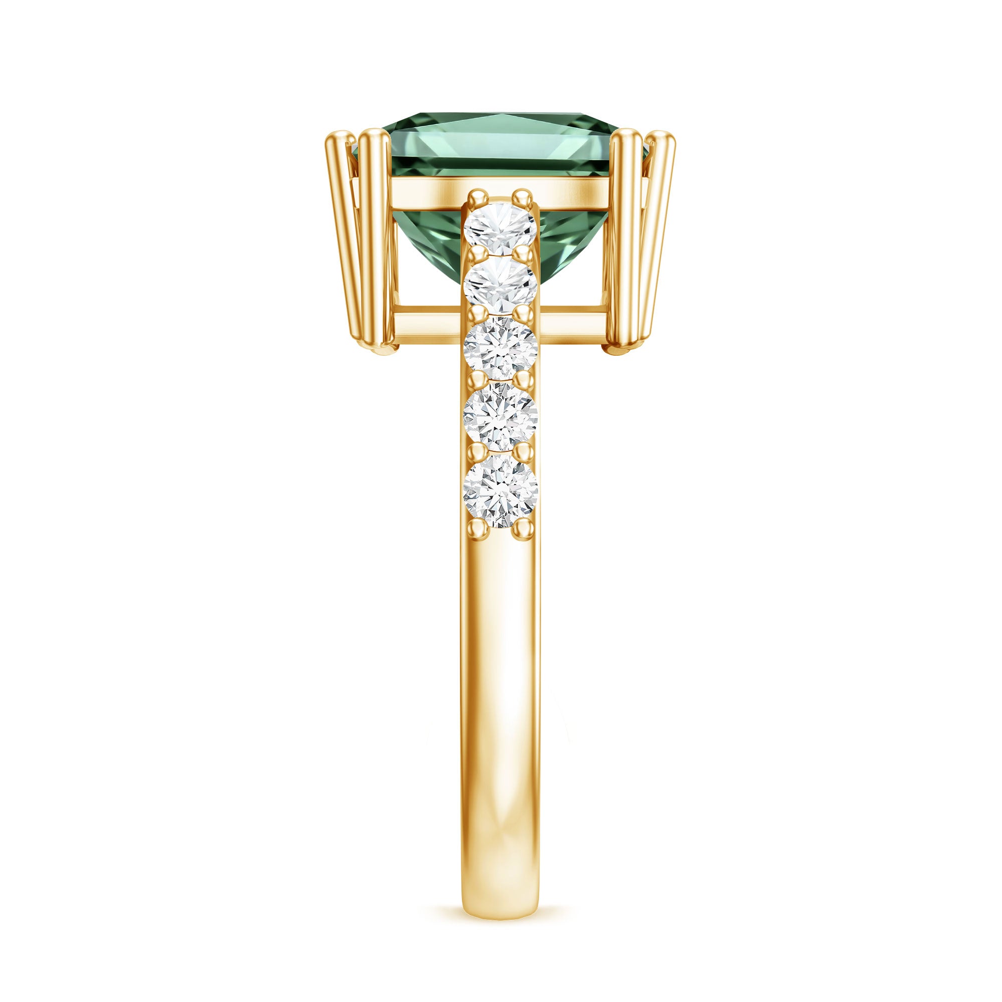 Rosec Jewels-5 Carat Princess Cut Lab Grown Green Diamond Big Engagement Ring with IGI Certificate
