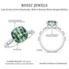 IGI Certified 4 Carat Cushion Cut Lab Grown Green Diamond Solitaire Engagement Ring Vivid Green - VS1 - Rosec Jewels