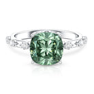 IGI Certified 4 Carat Cushion Cut Lab Grown Green Diamond Solitaire Engagement Ring Vivid Green - VS1 - Rosec Jewels