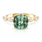 IGI Certified 4 Carat Cushion Cut Lab Grown Green Diamond Solitaire Engagement Ring Vivid Green - VS1 - Rosec Jewels