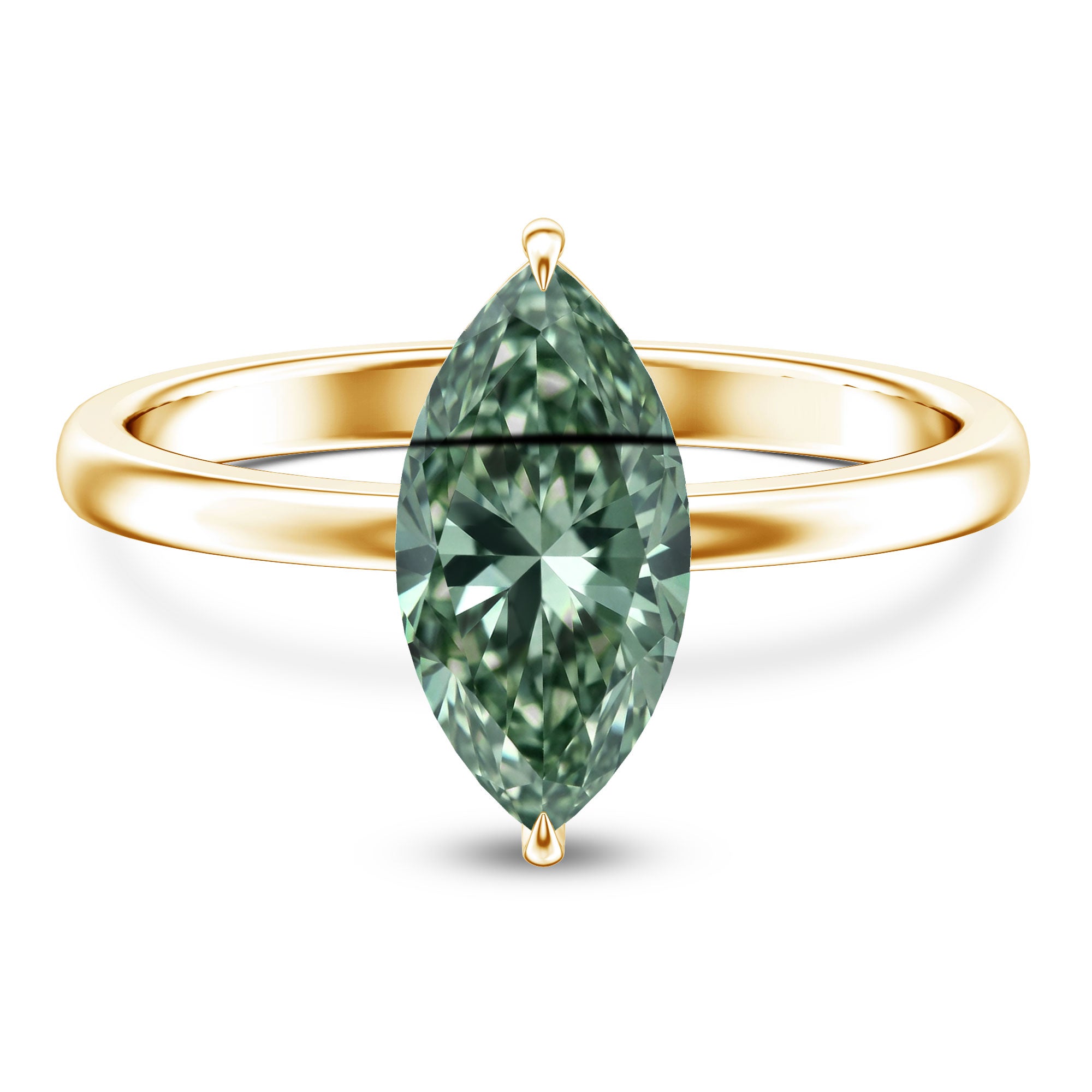 Rosec Jewels-IGI Certified 2 Carat Lab Green Diamond Marquise Engagement Ring for Women