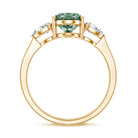 Oval Shaped 2 Carat Lab Grown Green Diamond Three Stone Engagement Ring with IGI Certificate Vivid Green - VS1 - Rosec Jewels