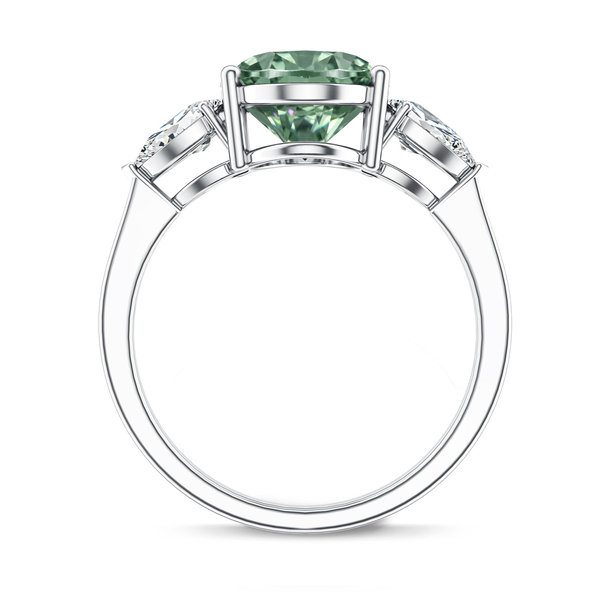 Rosec Jewels-Lab Grown 3 Carat Green Diamond Past Present Future Ring with IGI Certificate