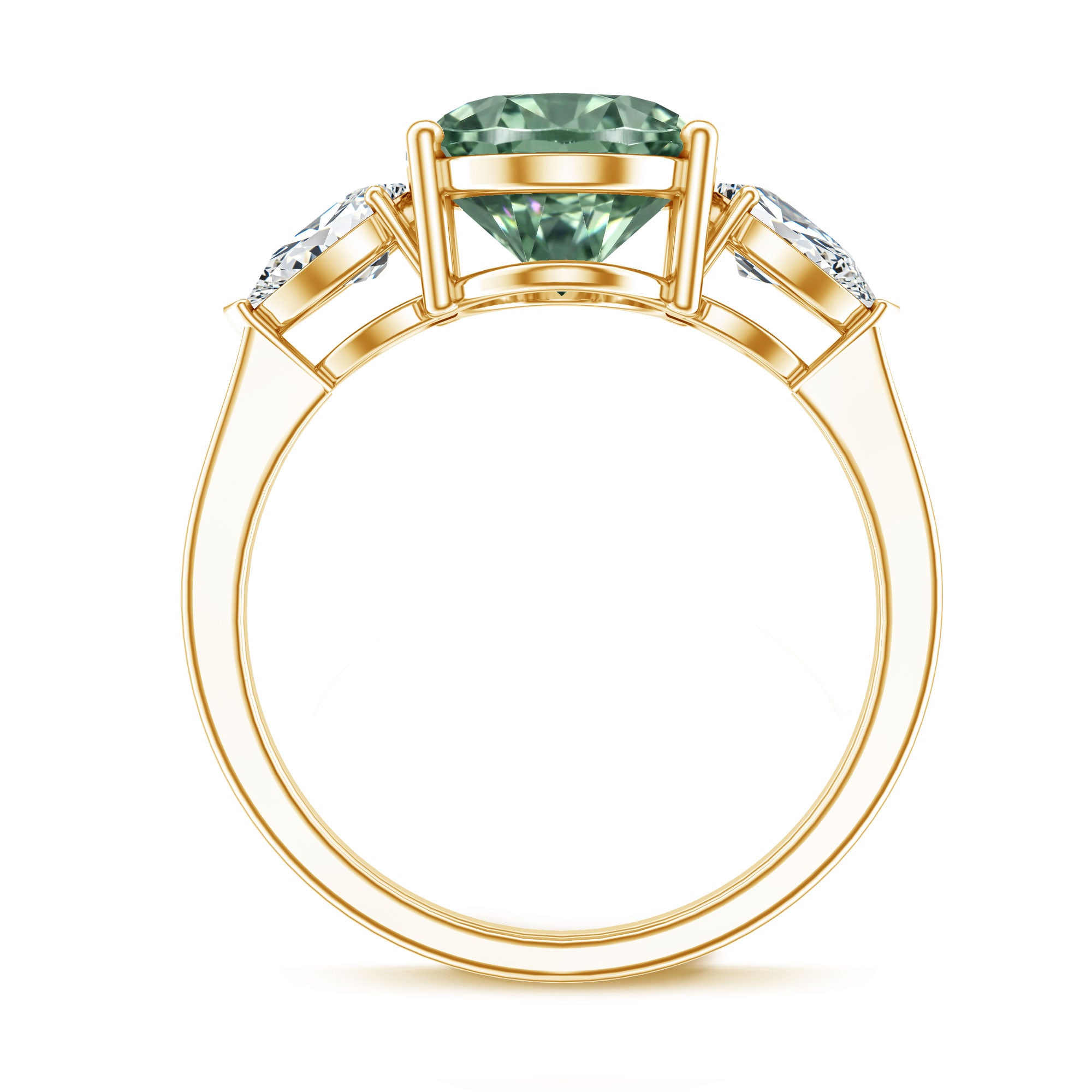 Rosec Jewels-Lab Grown 3 Carat Green Diamond Past Present Future Ring with IGI Certificate