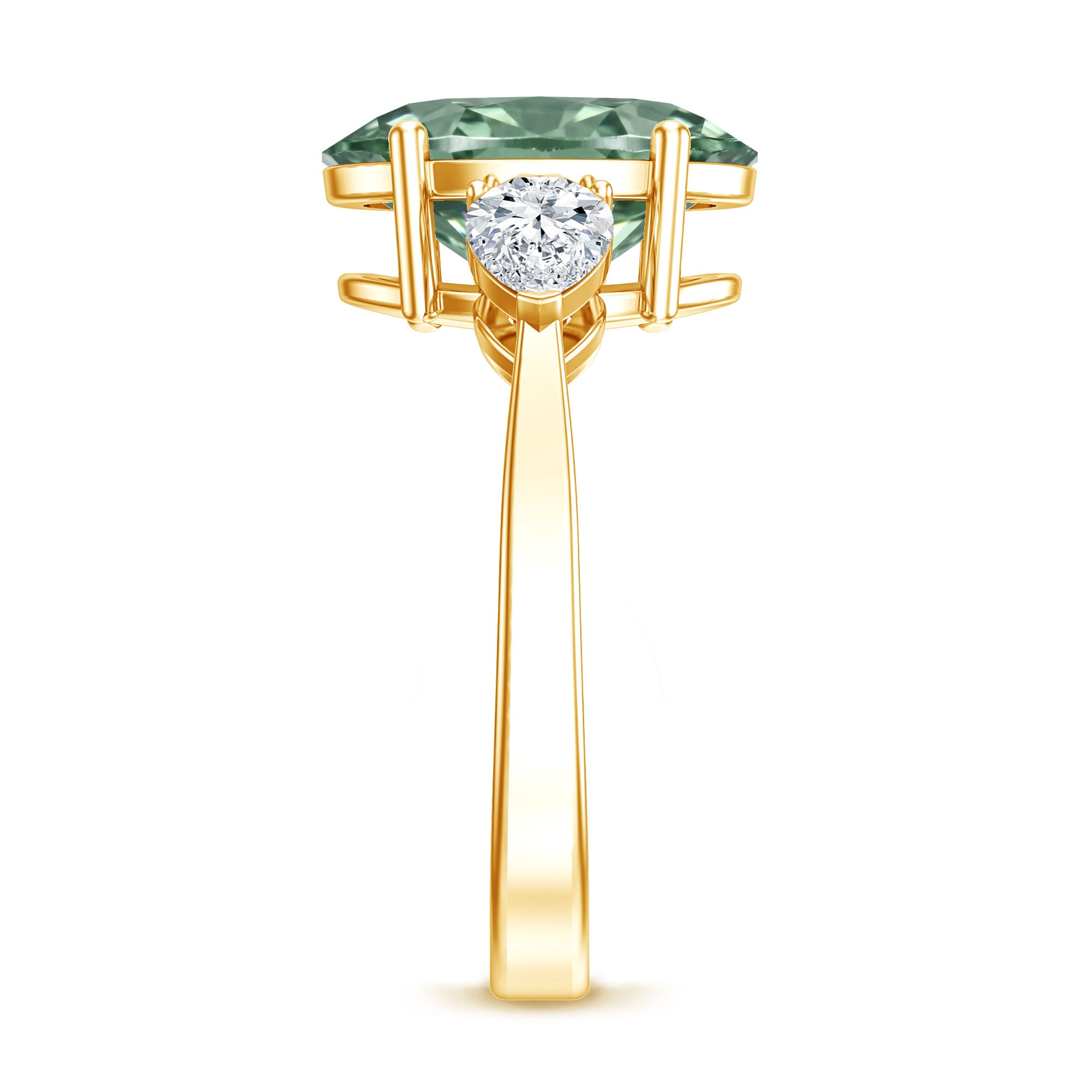 Rosec Jewels-Lab Grown 3 Carat Green Diamond Past Present Future Ring with IGI Certificate