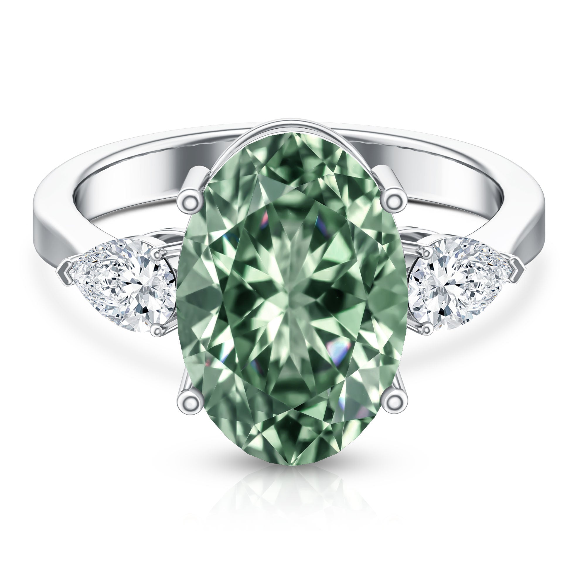 Rosec Jewels-4 Carat Lab Grown Green Diamond Large Engagement Ring with IGI Certificate
