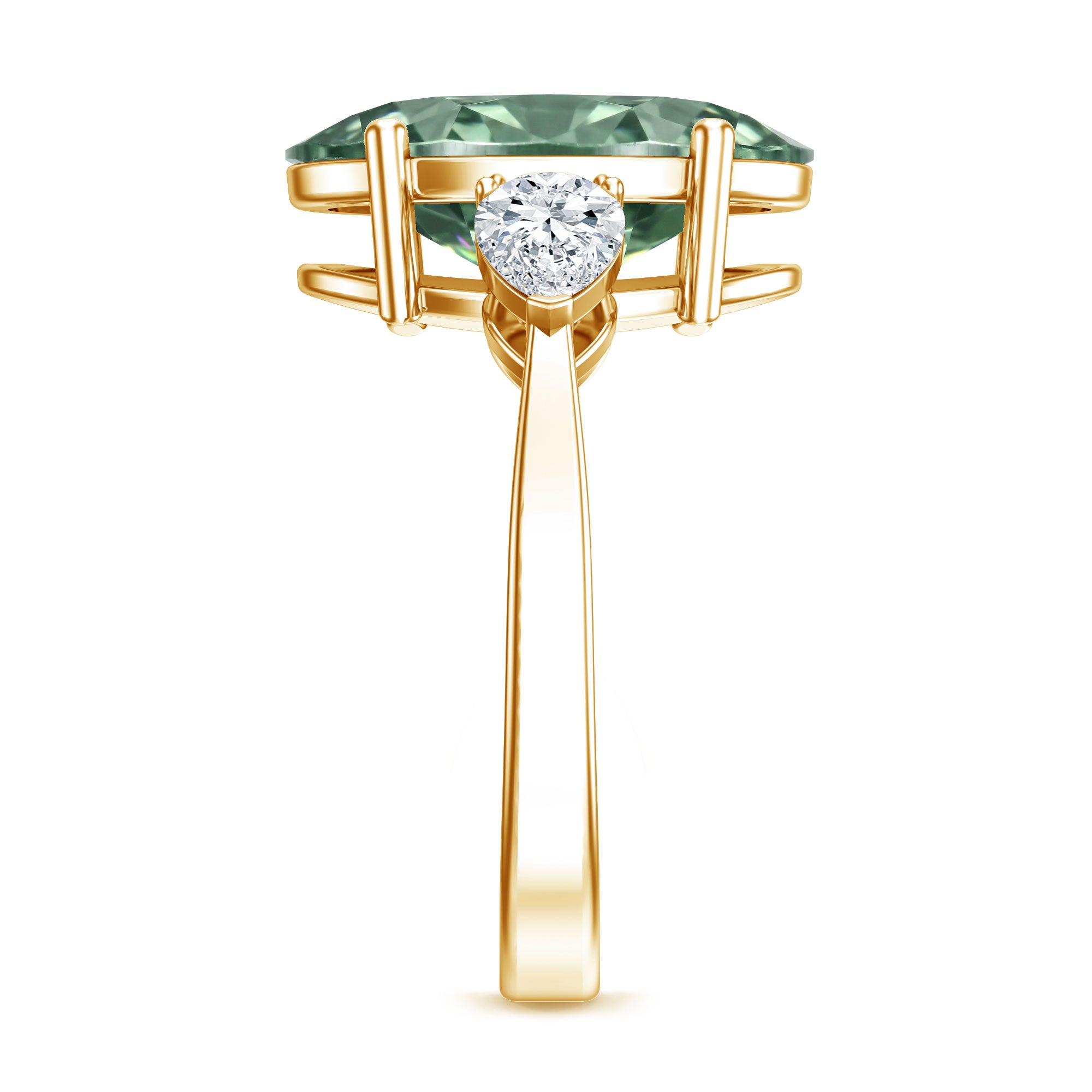 Rosec Jewels-4 Carat Lab Grown Green Diamond Large Engagement Ring with IGI Certificate