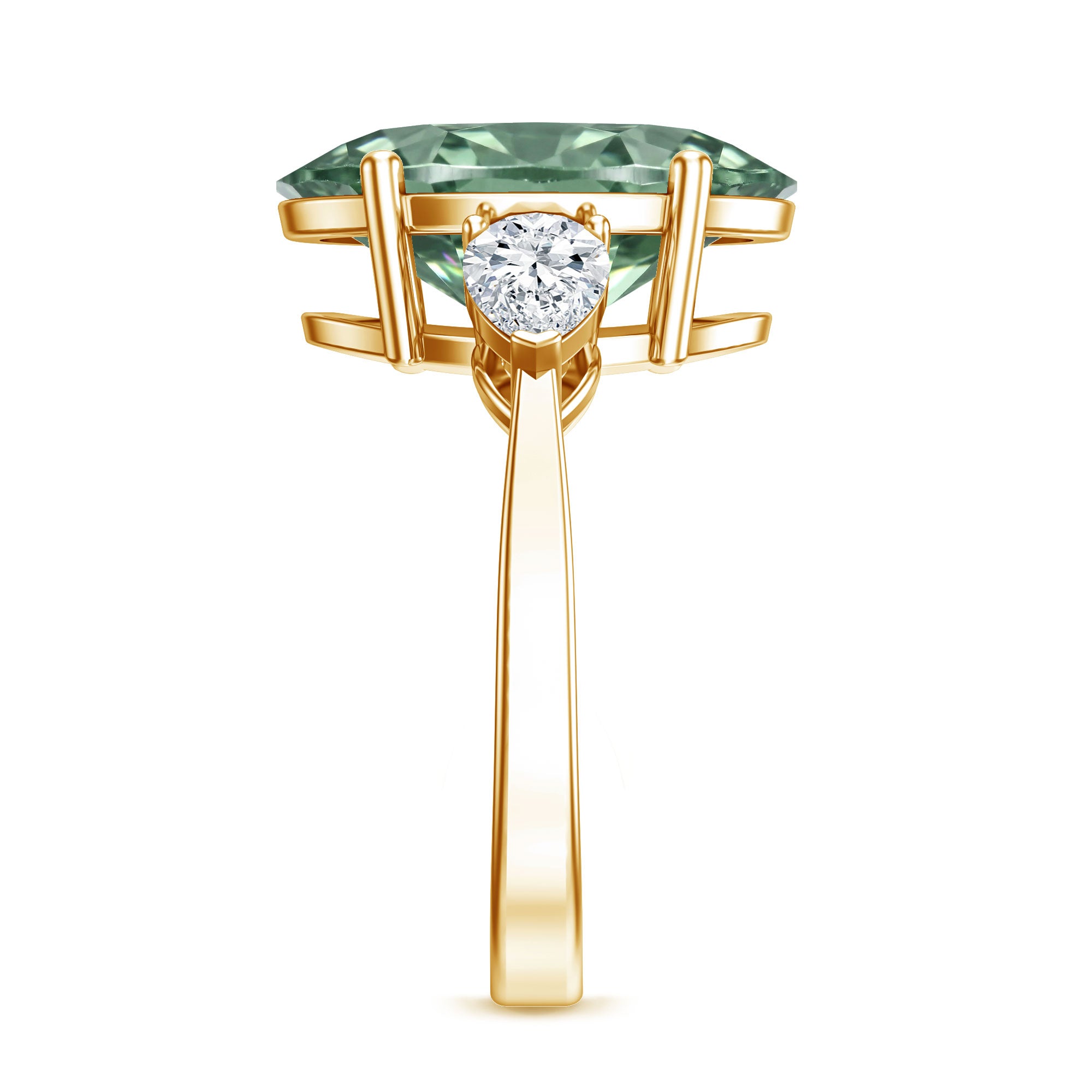 Rosec Jewels-5 Carat IGI Certified Lab Grown Green Diamond Oval Statement Engagement Ring