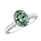 Rosec Jewels-IGI Certified 2 Carat Lab Green Diamond Oval Engagement Ring with Side Stones